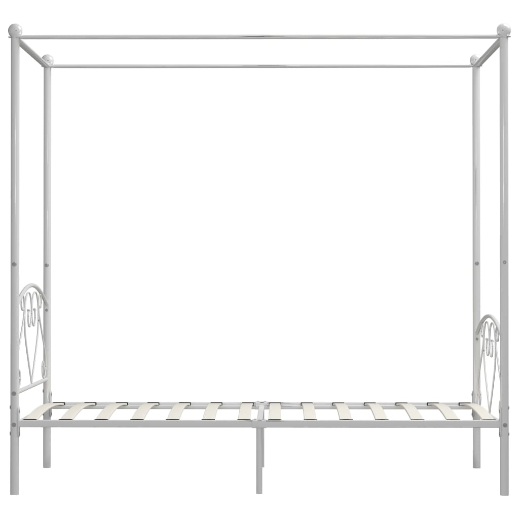 Okvir za krevet s nadstrešnicom bijeli metalni 100 x 200 cm