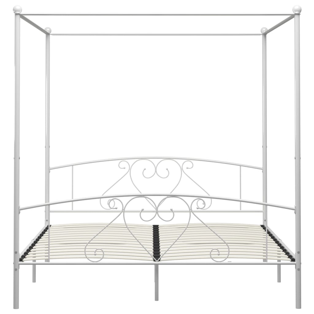Okvir za krevet s nadstrešnicom bijeli metalni 180 x 200 cm