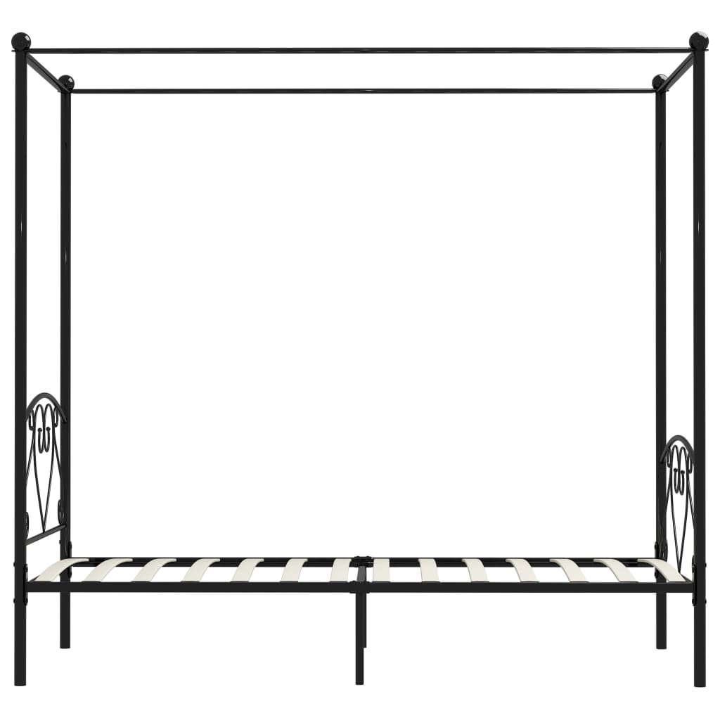Okvir za krevet s nadstrešnicom crni metalni 90 x 200 cm