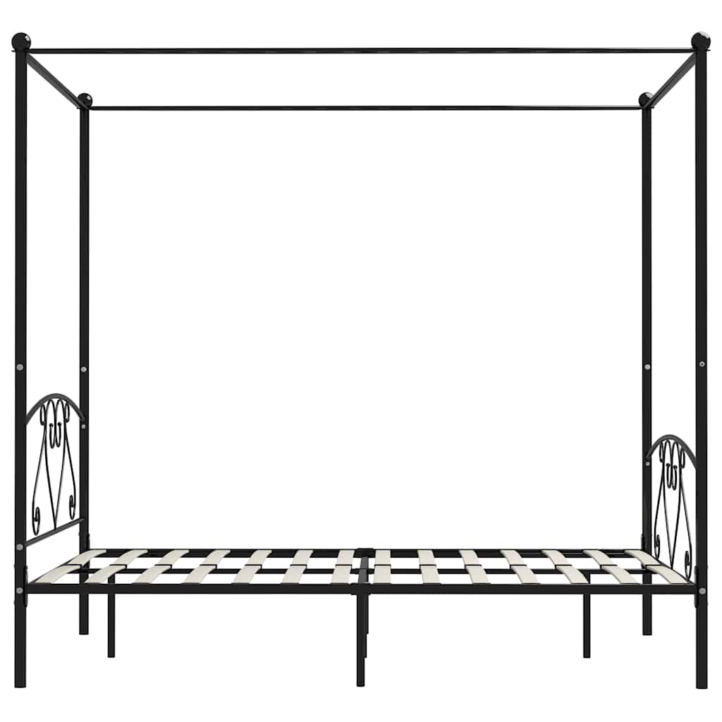 Okvir za krevet s nadstrešnicom crni metalni 160 x 200 cm
