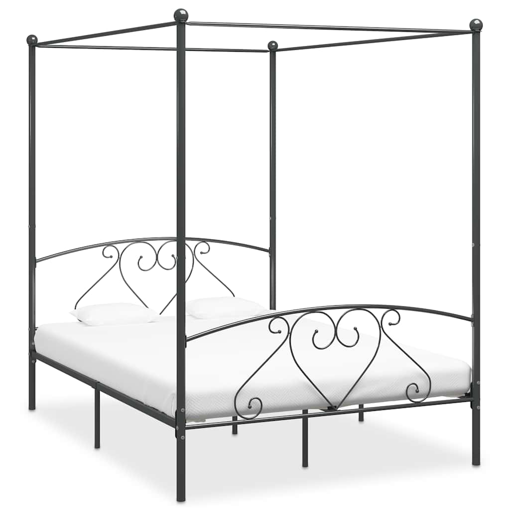 Okvir za krevet s nadstrešnicom sivi metalni 140 x 200 cm
