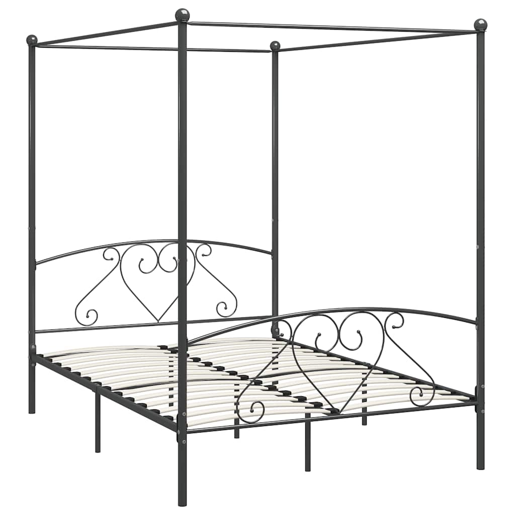 Okvir za krevet s nadstrešnicom sivi metalni 140 x 200 cm