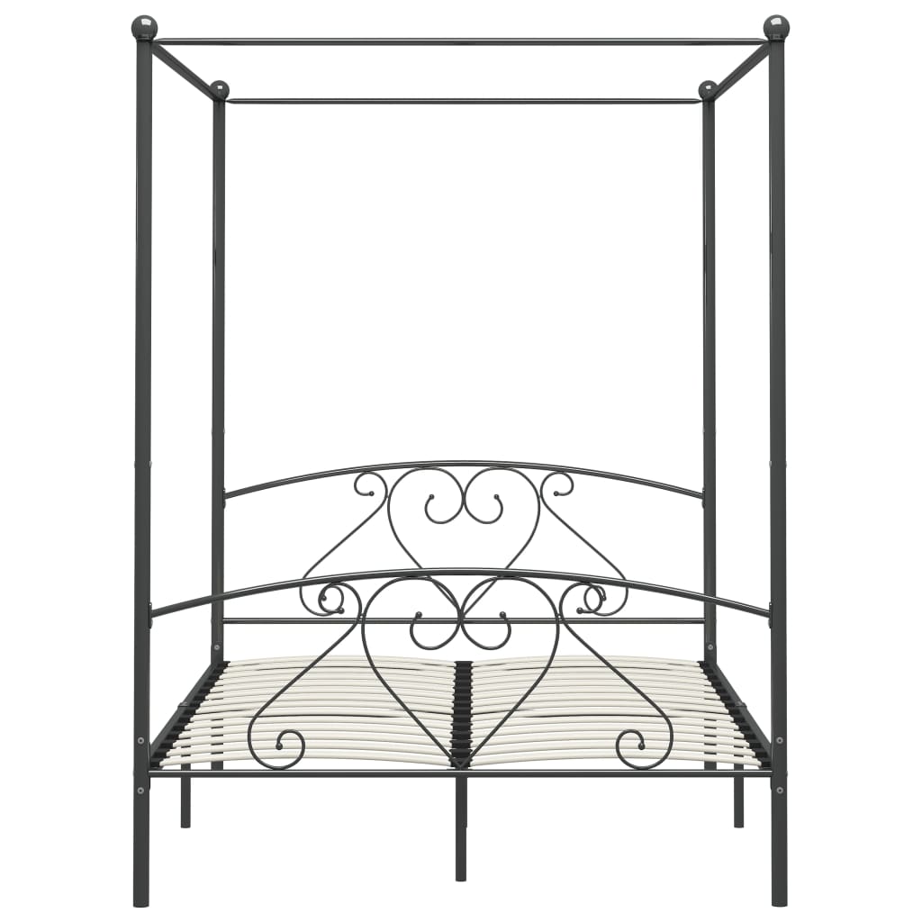 Okvir za krevet s nadstrešnicom sivi metalni 140 x 200 cm