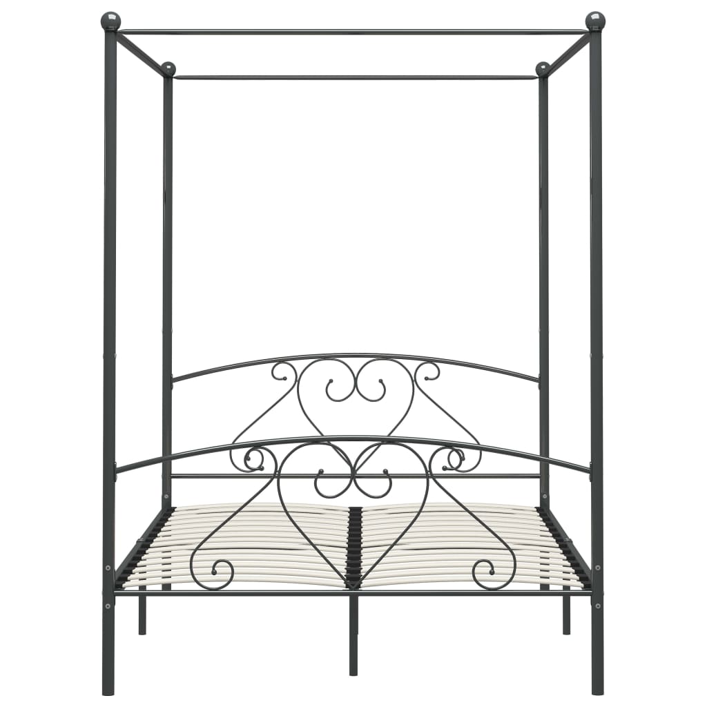 Okvir za krevet s nadstrešnicom sivi metalni 160 x 200 cm