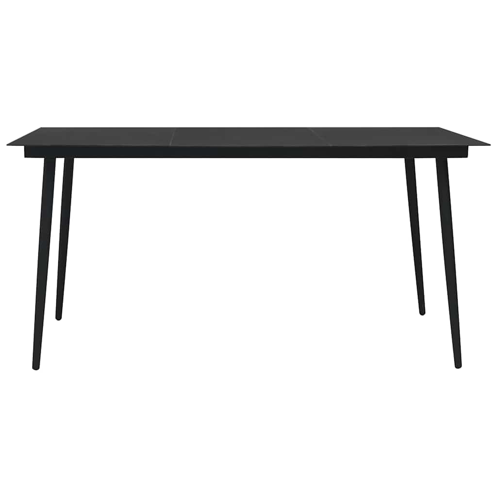 7-dijelni vanjski blagovaonski set pamučno uže i čelik crni