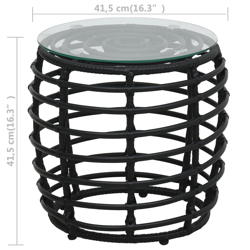 3-dijelni bistro set od poliratana crni