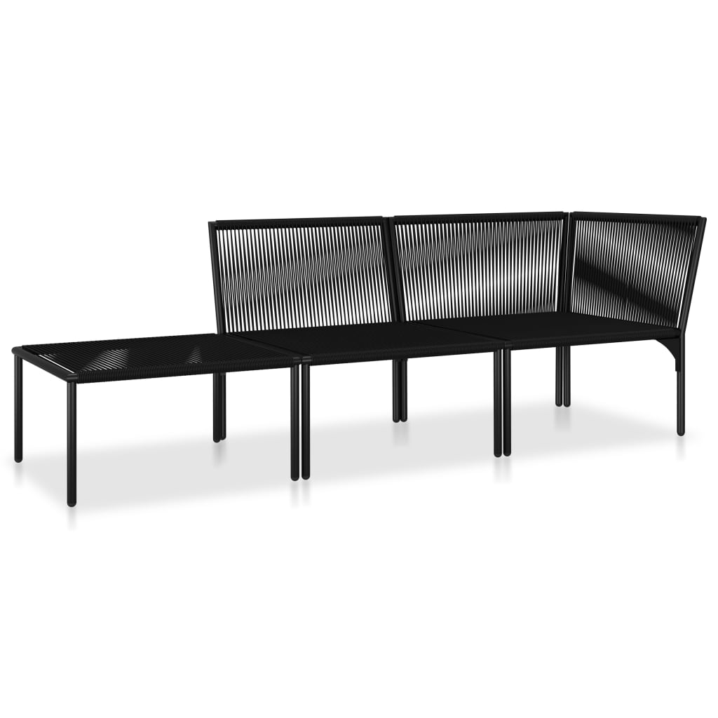 3-dijelna vrtna garnitura s jastucima crna PVC