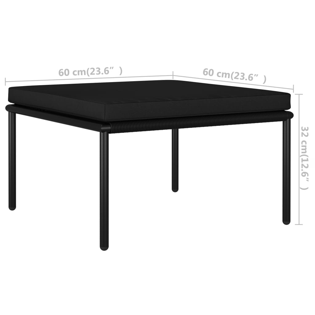 3-dijelna vrtna garnitura s jastucima crna PVC