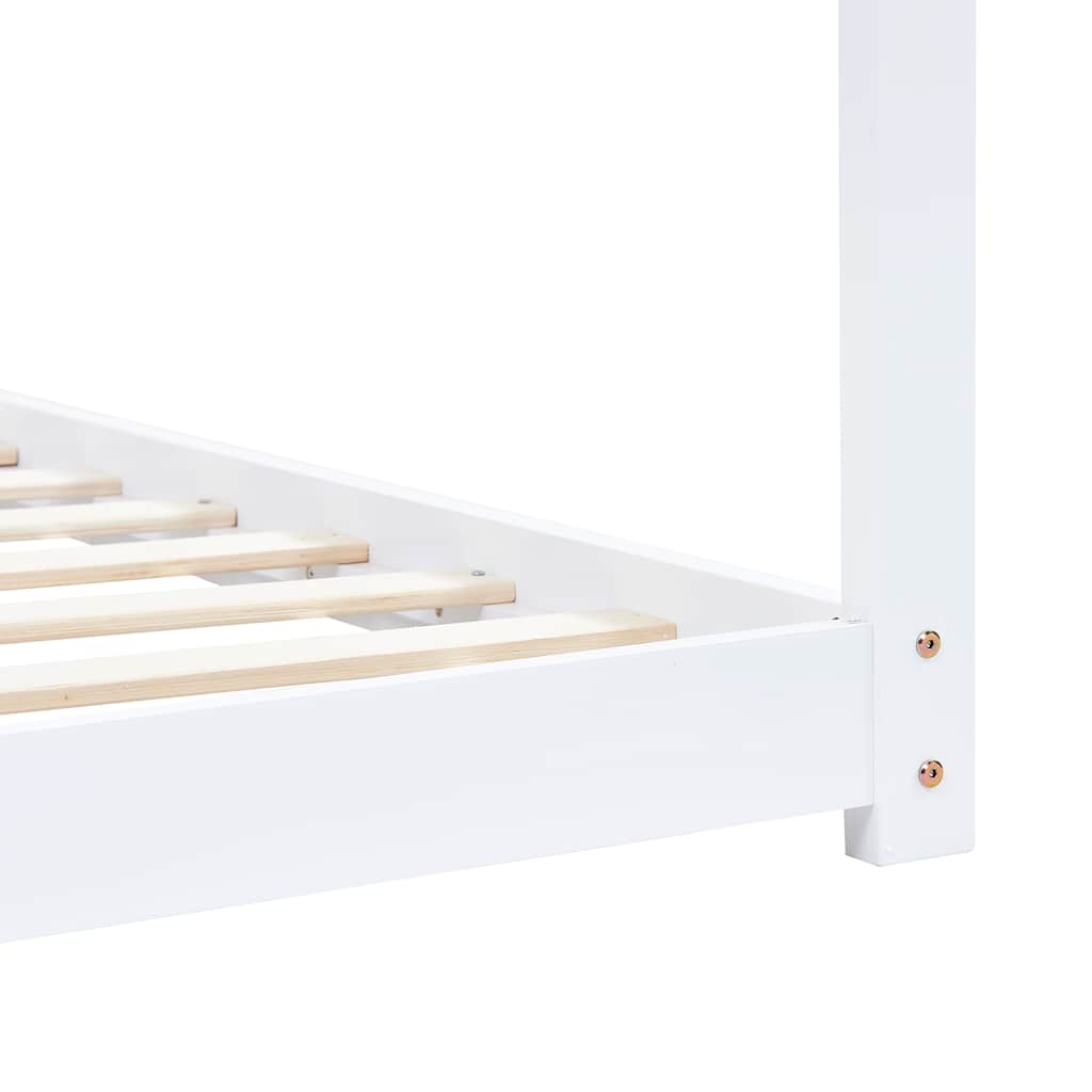 Okvir za dječji krevet od masivne borovine bijeli 90 x 200 cm