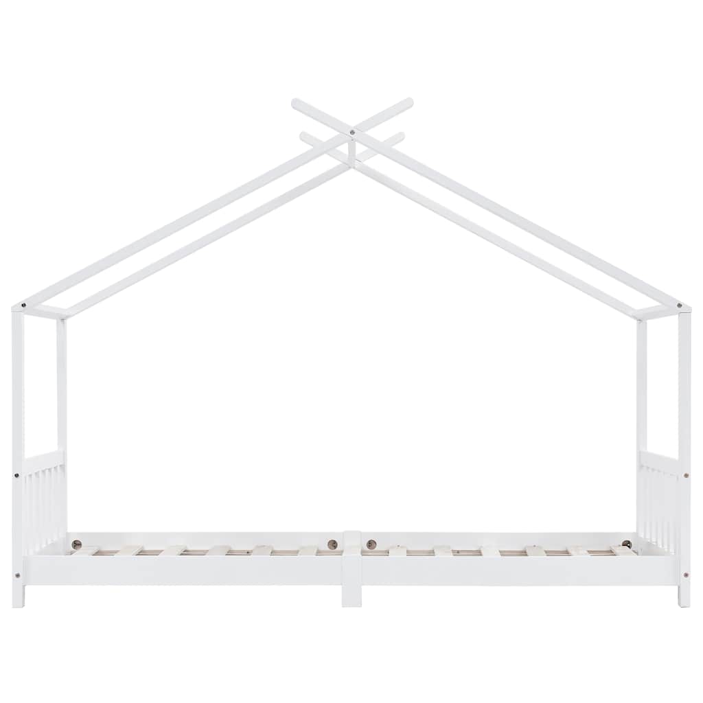 Okvir za dječji krevet od masivne borovine bijeli 90 x 200 cm