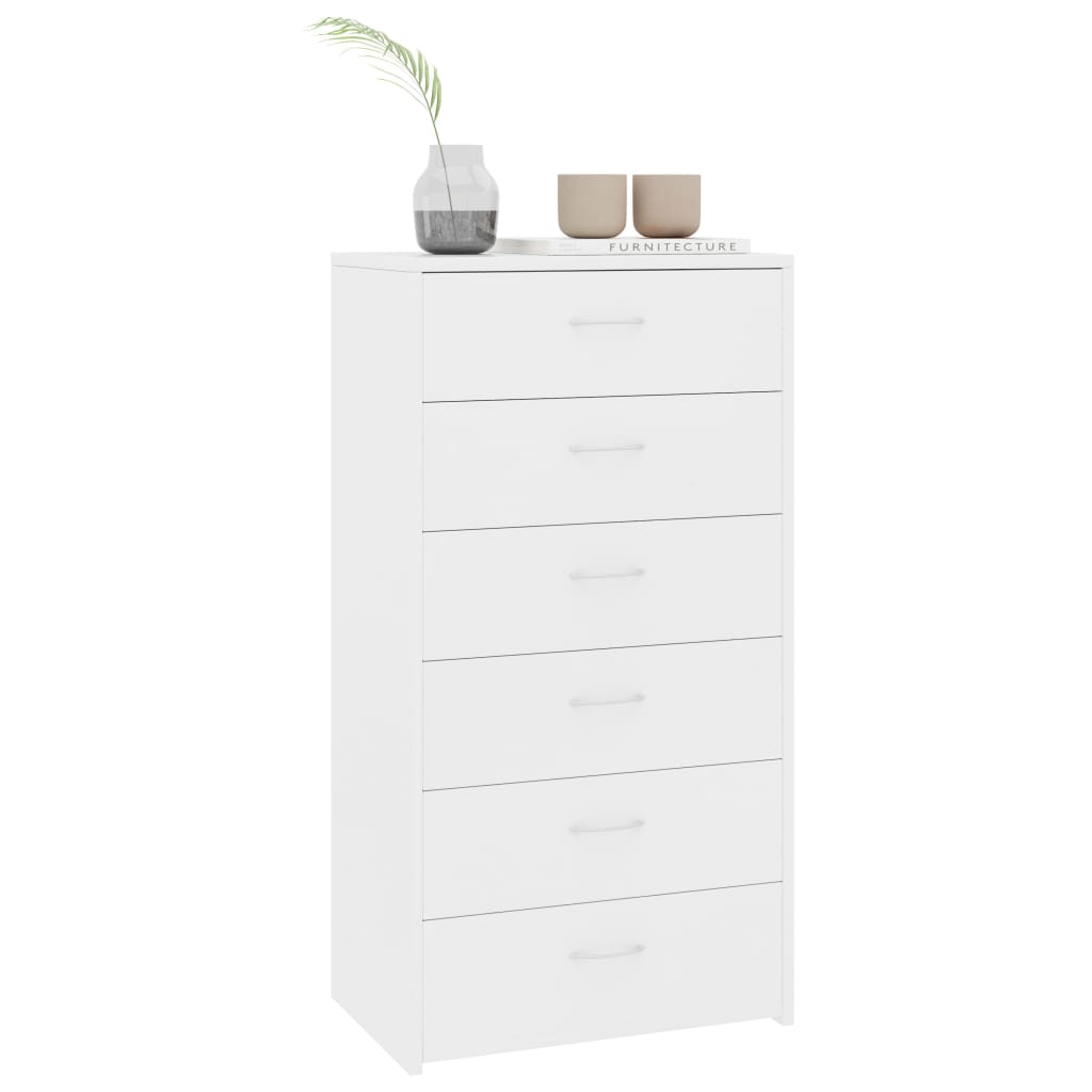 Komoda sa 6 ladica bijela 50 x 34 x 96 cm konstruirano drvo