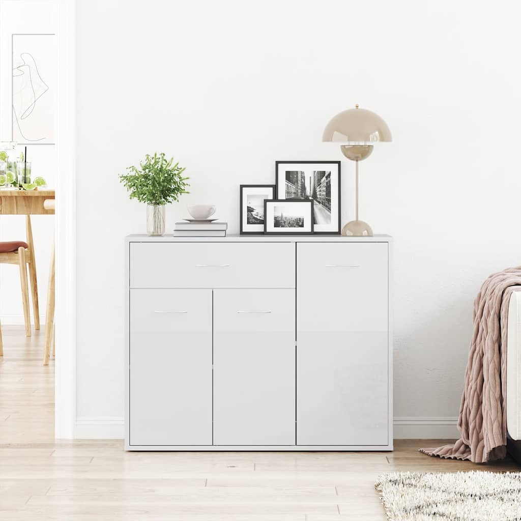 Komoda sjajna bijela 88 x 30 x 70 cm od konstruiranog drva