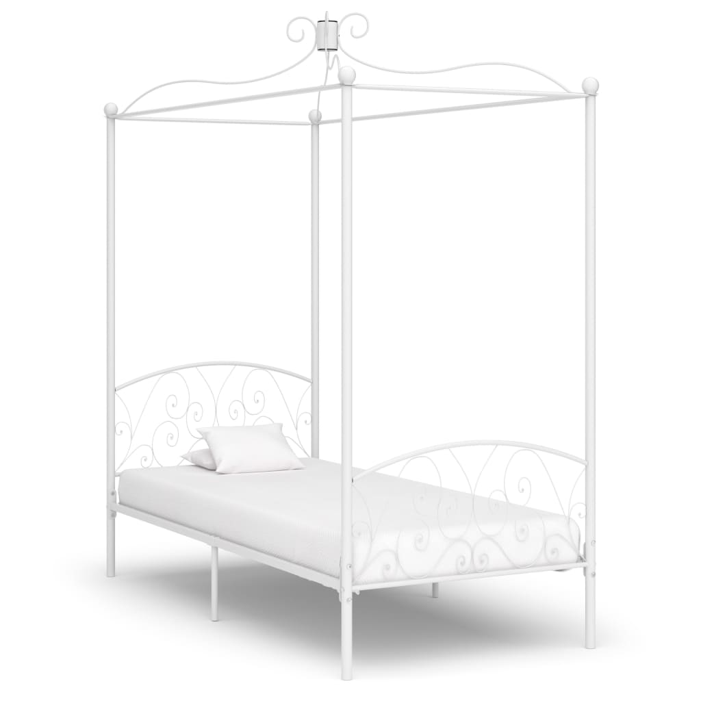 Okvir za krevet s nadstrešnicom bijeli metalni 90 x 200 cm