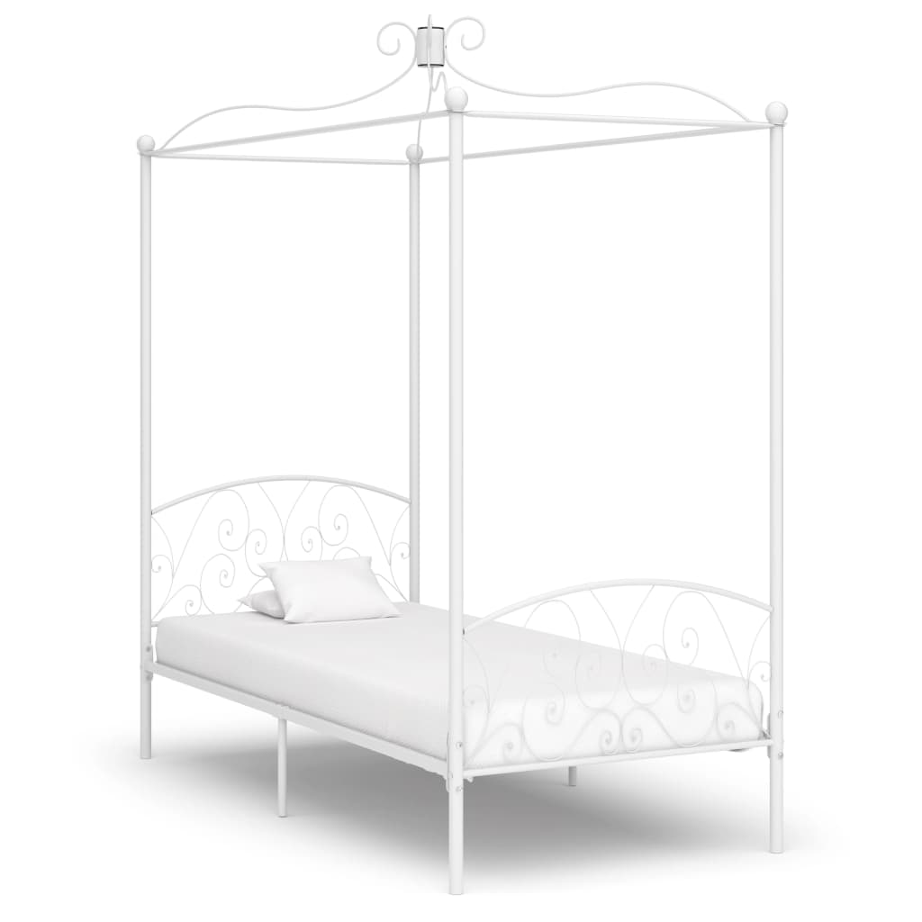 Okvir za krevet s nadstrešnicom bijeli metalni 100 x 200 cm