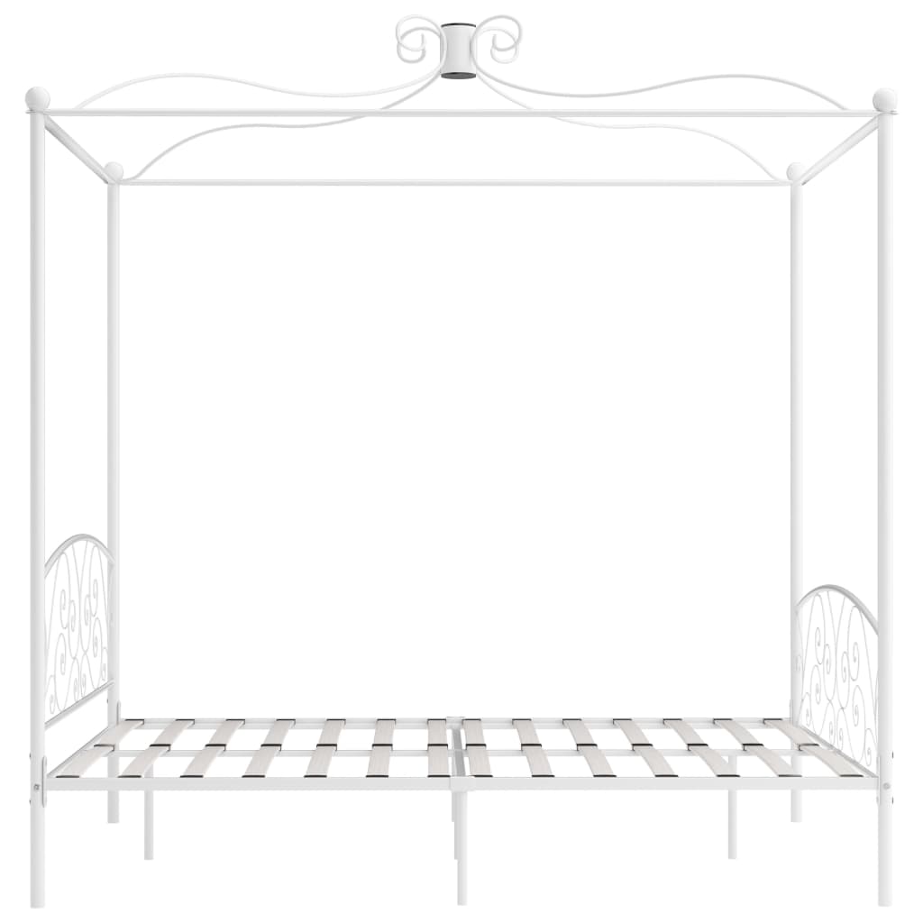 Okvir za krevet s nadstrešnicom bijeli metalni 160 x 200 cm