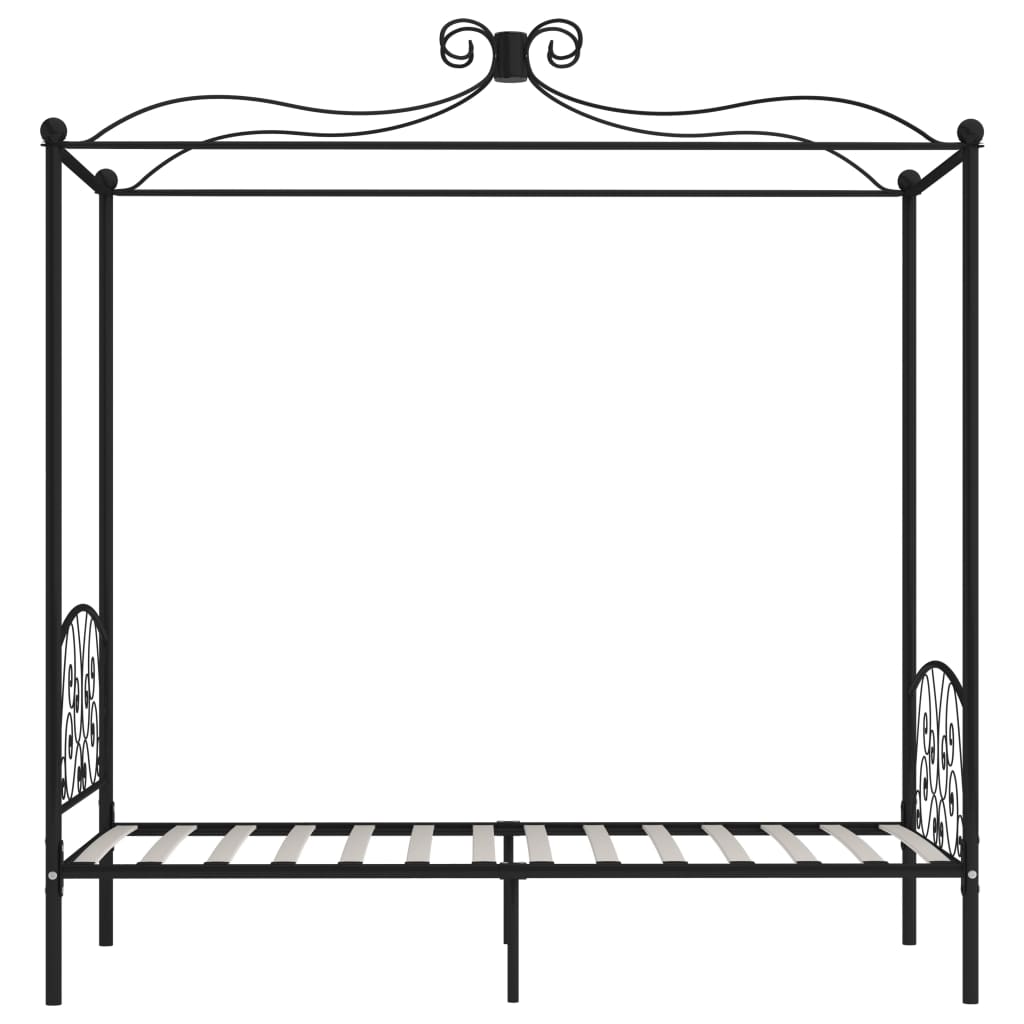 Okvir za krevet s nadstrešnicom crni metalni 90 x 200 cm