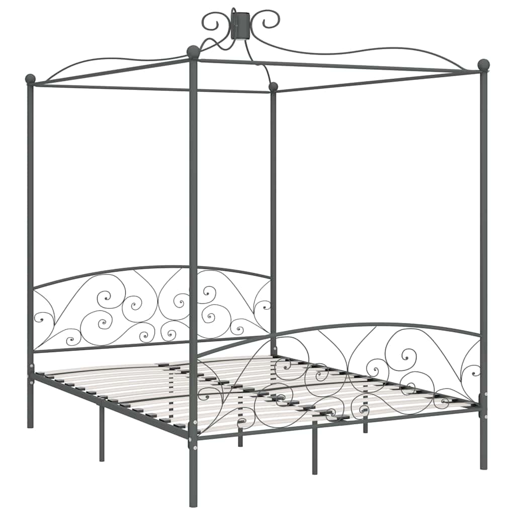 Okvir za krevet s nadstrešnicom sivi metalni 180 x 200 cm