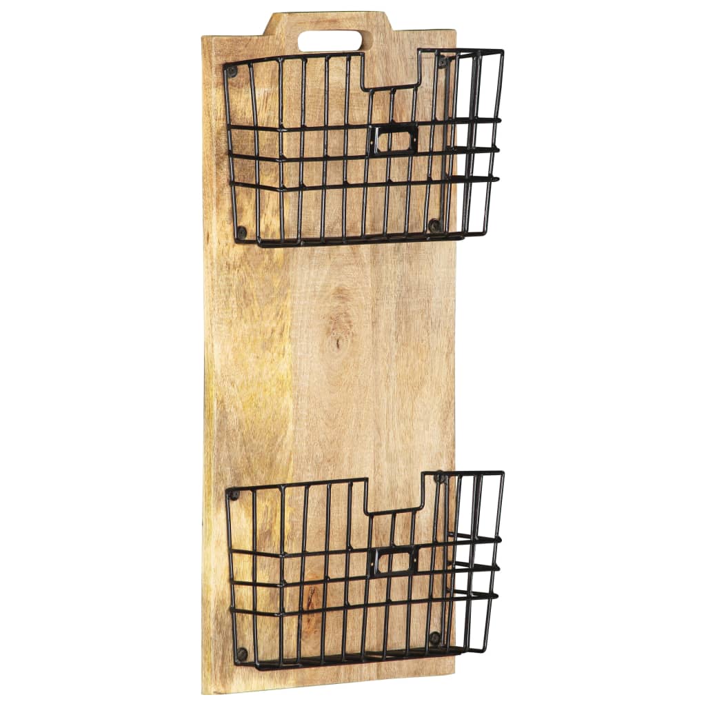 Zidni stalak za časopise 33x10x67 cm masivno grubo drvo manga