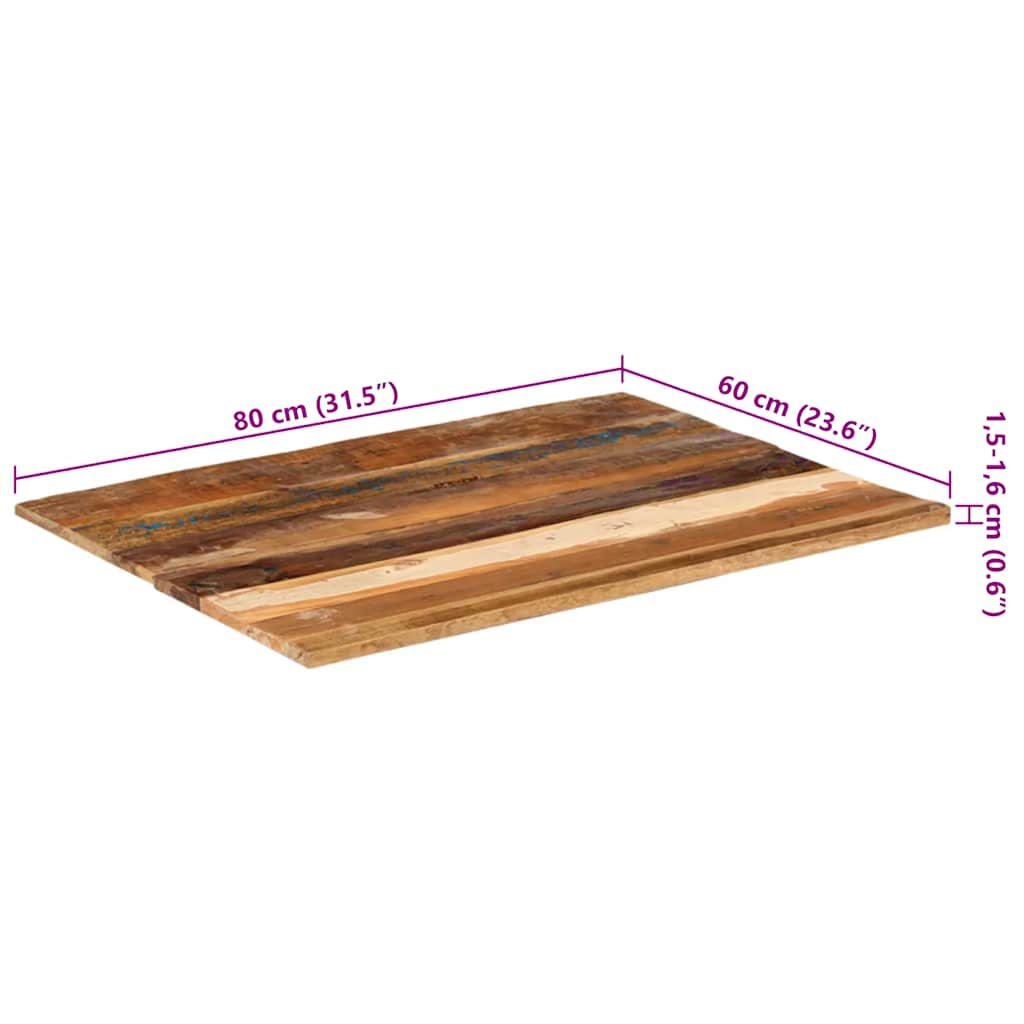Pravokutna stolna ploča 60 x 80 cm 15 - 16 mm obnovljeno drvo