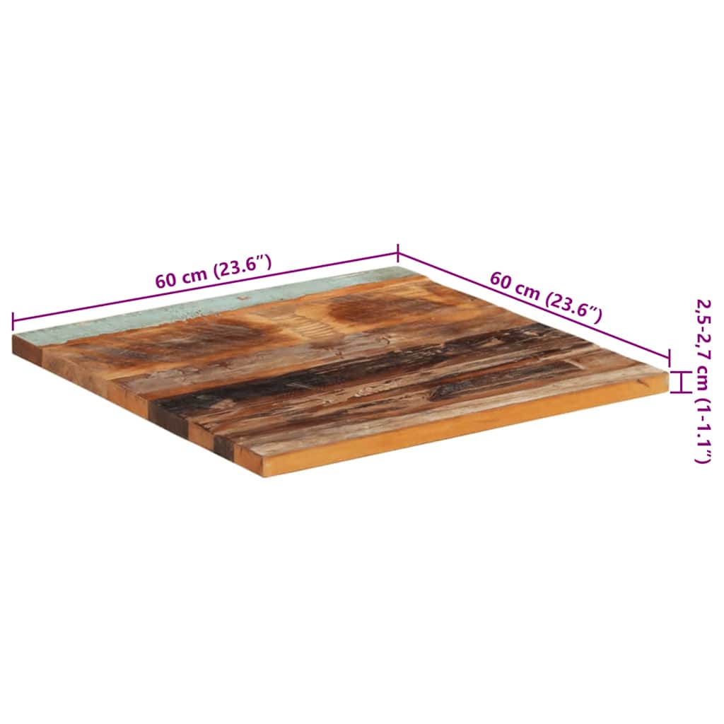 Četvrtasta stolna ploča 60x60 cm 25 - 27 mm od obnovljenog drva