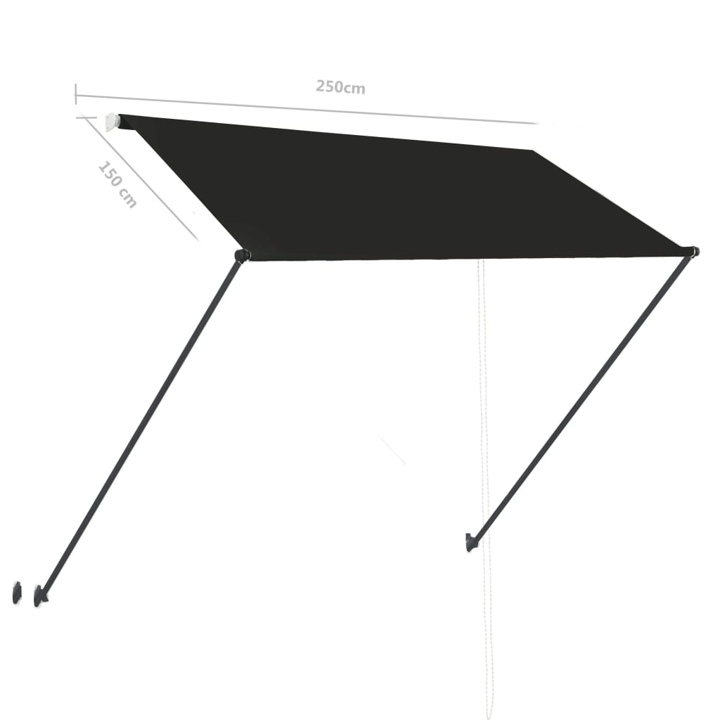 Tenda na uvlačenje s LED svjetlima 250 x 150 cm antracit
