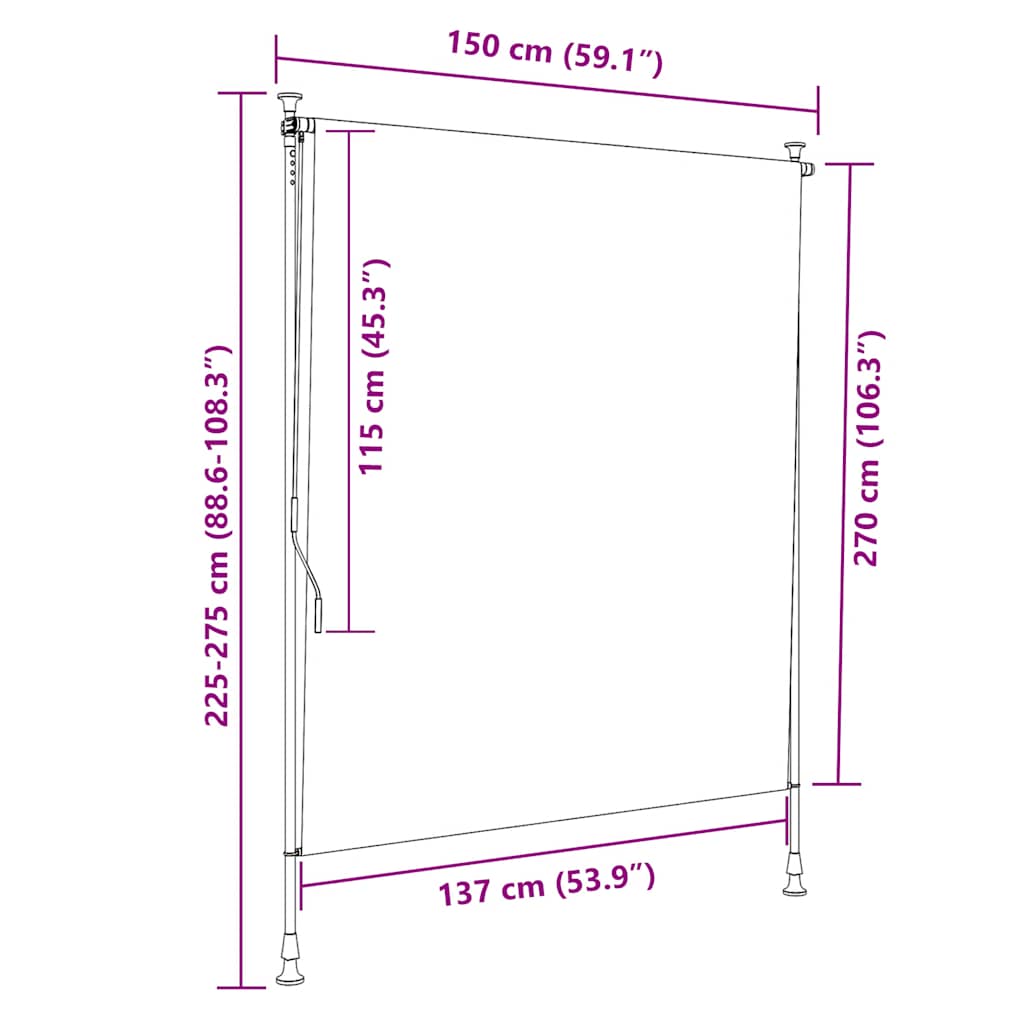 Vanjska roleta 150 x 270 cm antracit