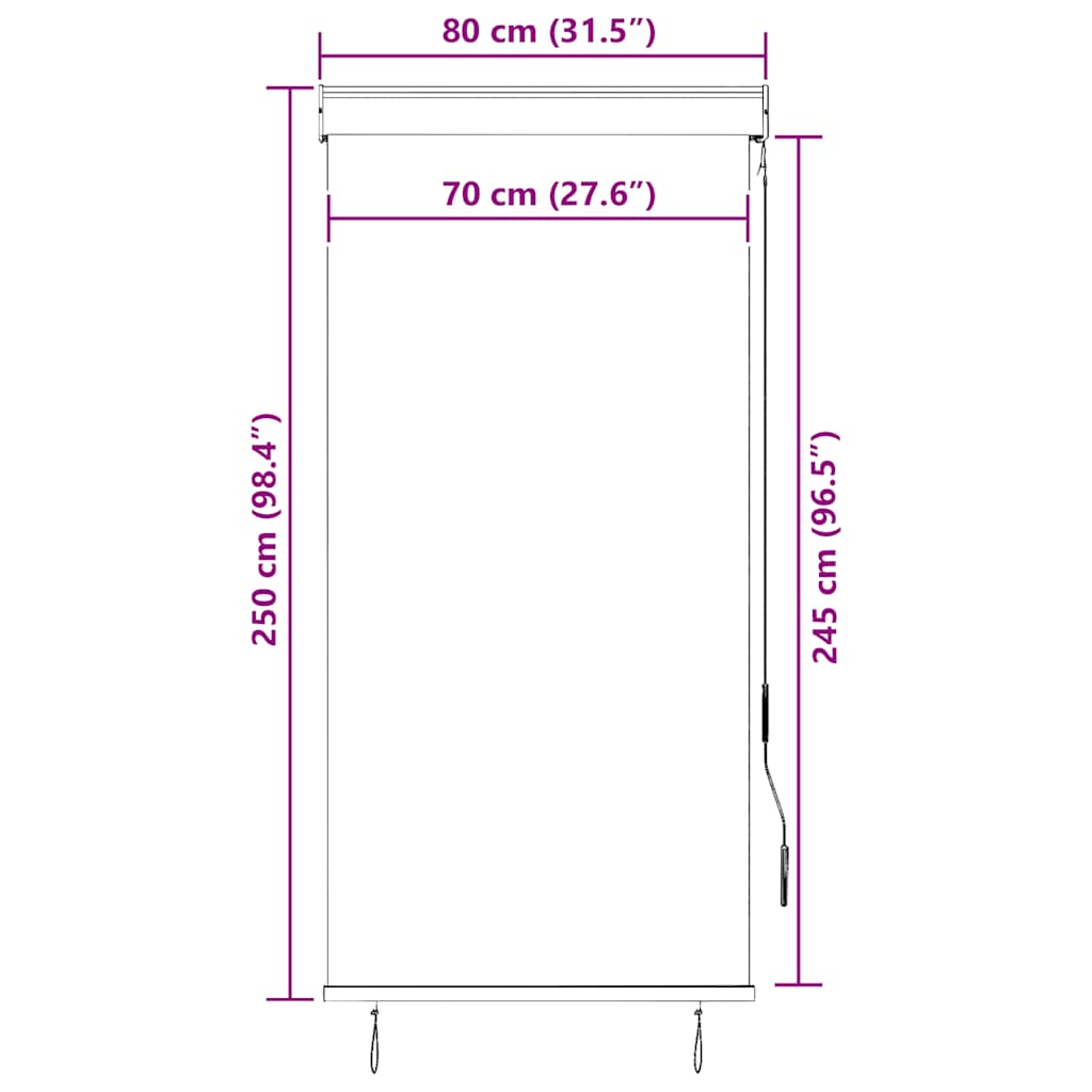Vanjska roleta 80 x 250 cm bijelo-narančasta