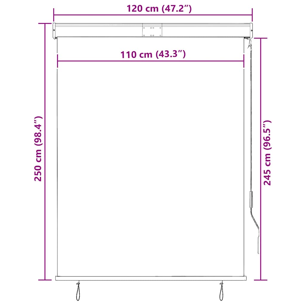 Vanjska roleta 120 x 250 cm bijelo-narančasta