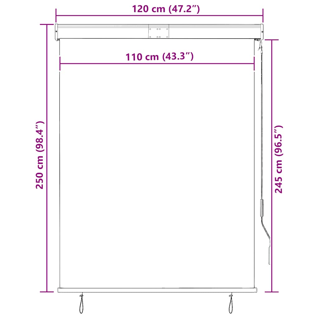 Vanjska roleta 120 x 250 cm antracit