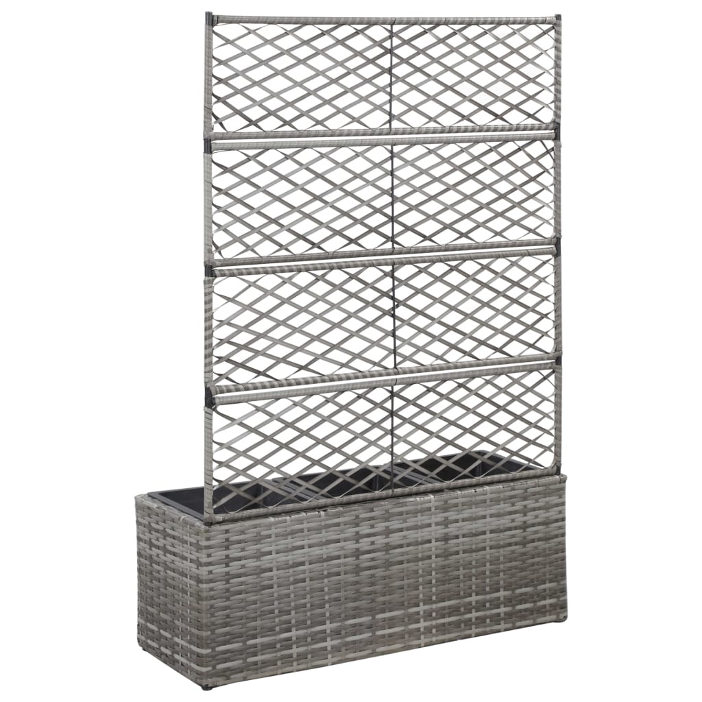 Sadilica s rešetkom i 3 posude 83x30x130 cm od poliratana siva