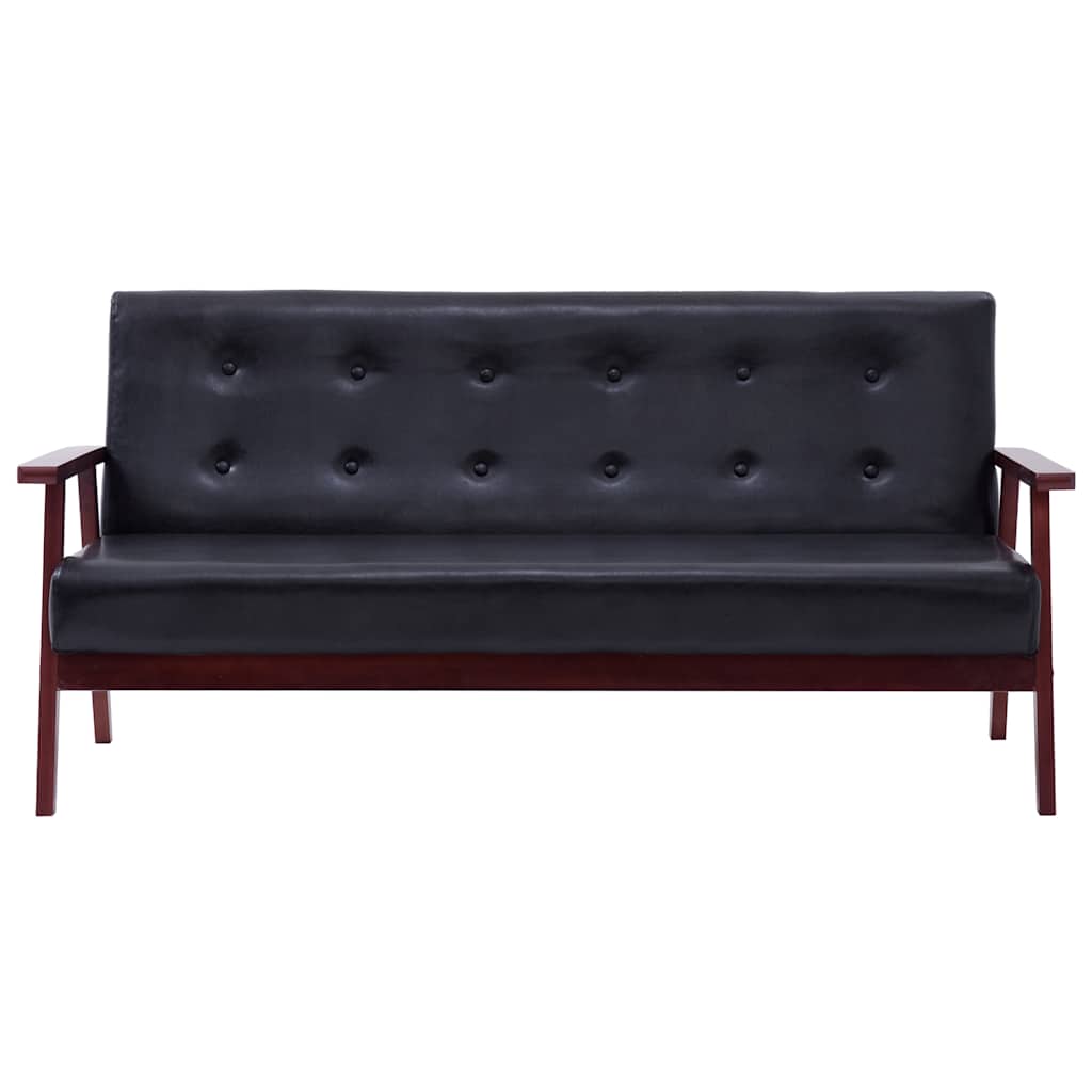3-dijelni set sofa od umjetne kože crni