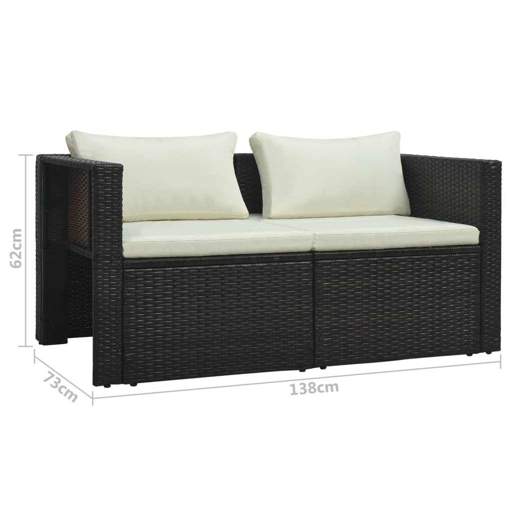 6-dijelna vrtna garnitura od poliratana s jastucima smeđa