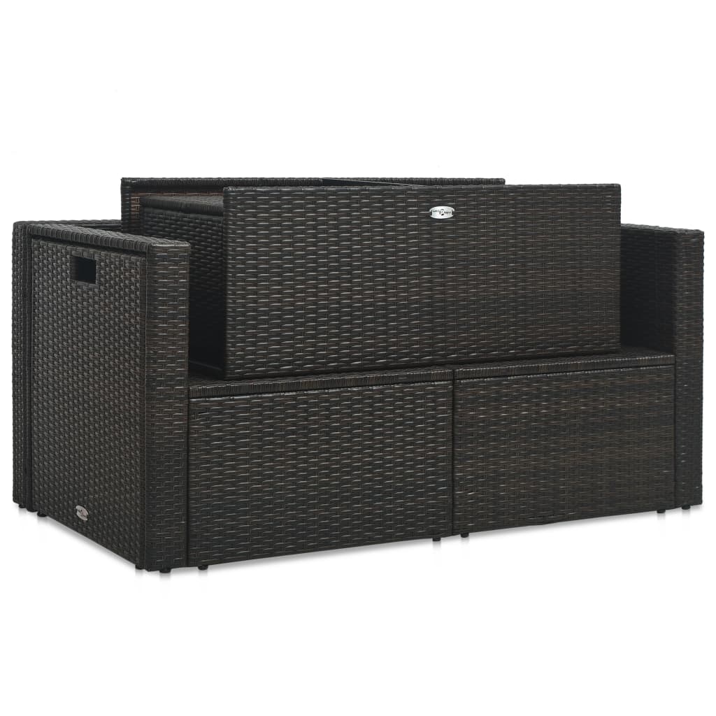 6-dijelna vrtna garnitura od poliratana s jastucima smeđa
