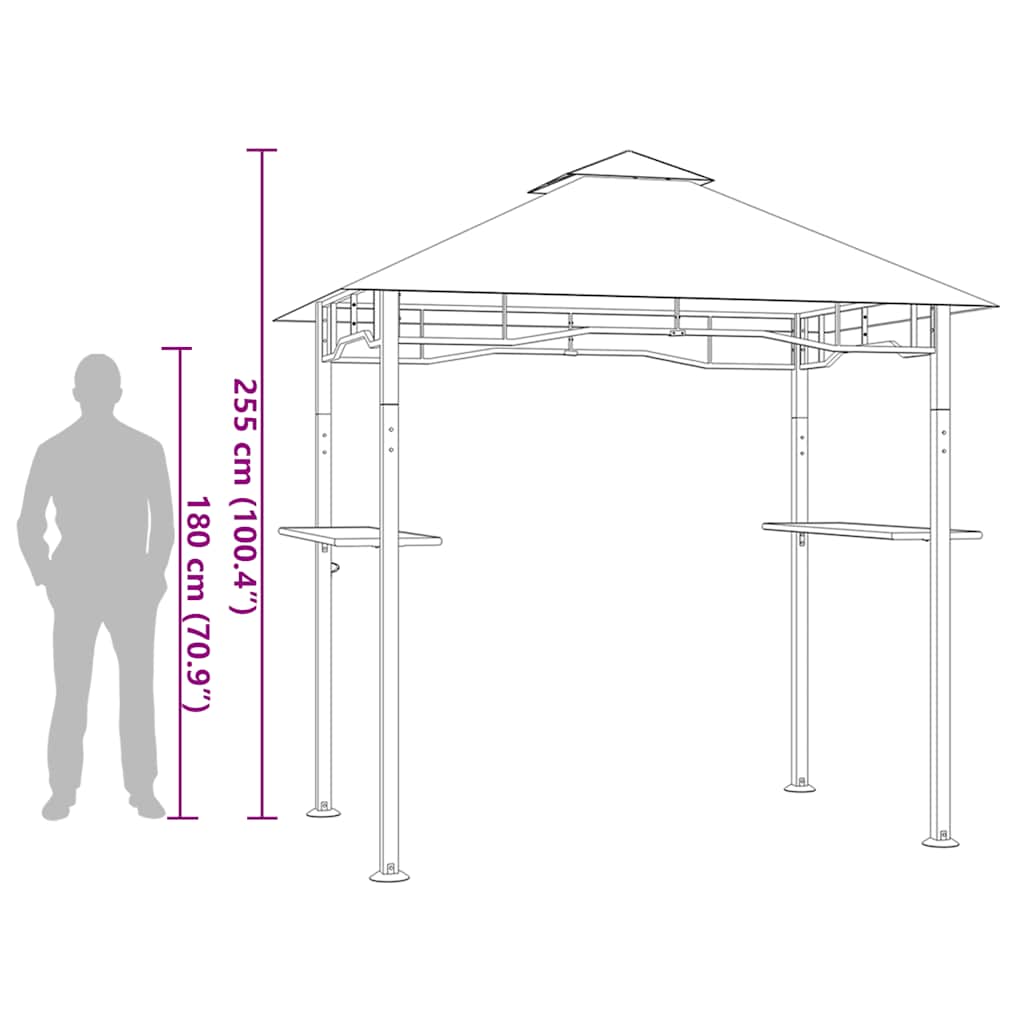 Nadstrešnica za roštilj 240 x 150 x 255 cm antracit čelična