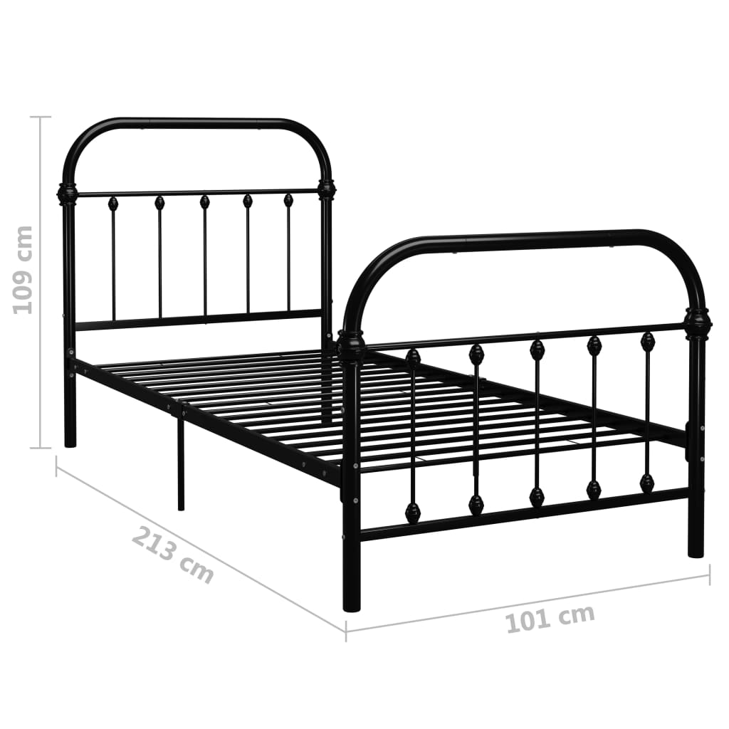 Okvir za krevet crni metalni 90 x 200 cm