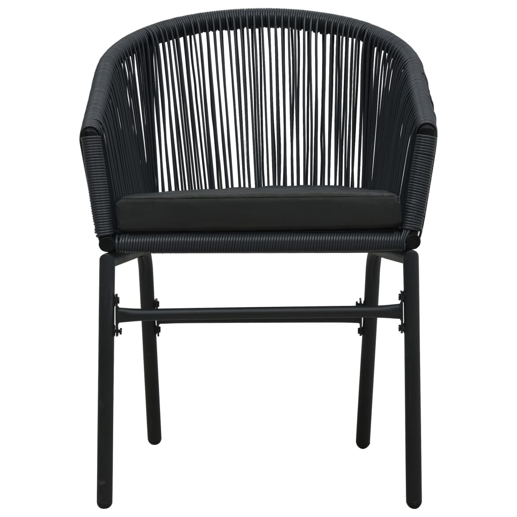 3-dijelni bistro set od poliratana s jastucima crni