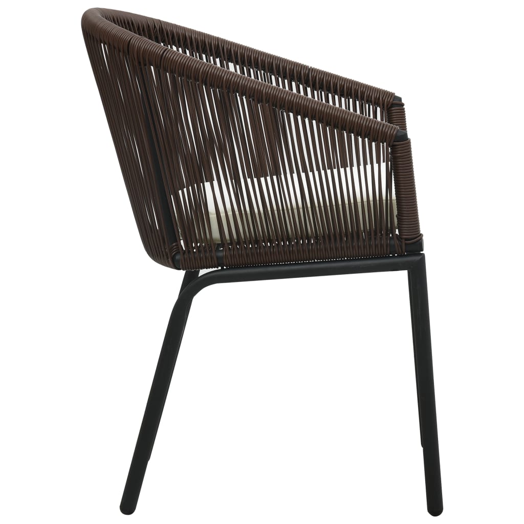3-dijelni bistro set od PE ratana s jastucima smeđi