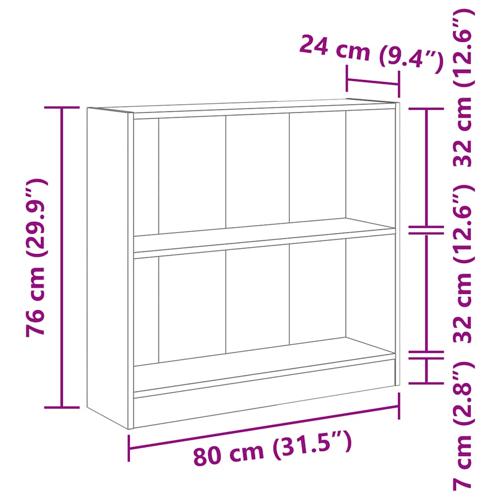 Polica za knjige bijela 80x24x75 cm izrađeno drvo