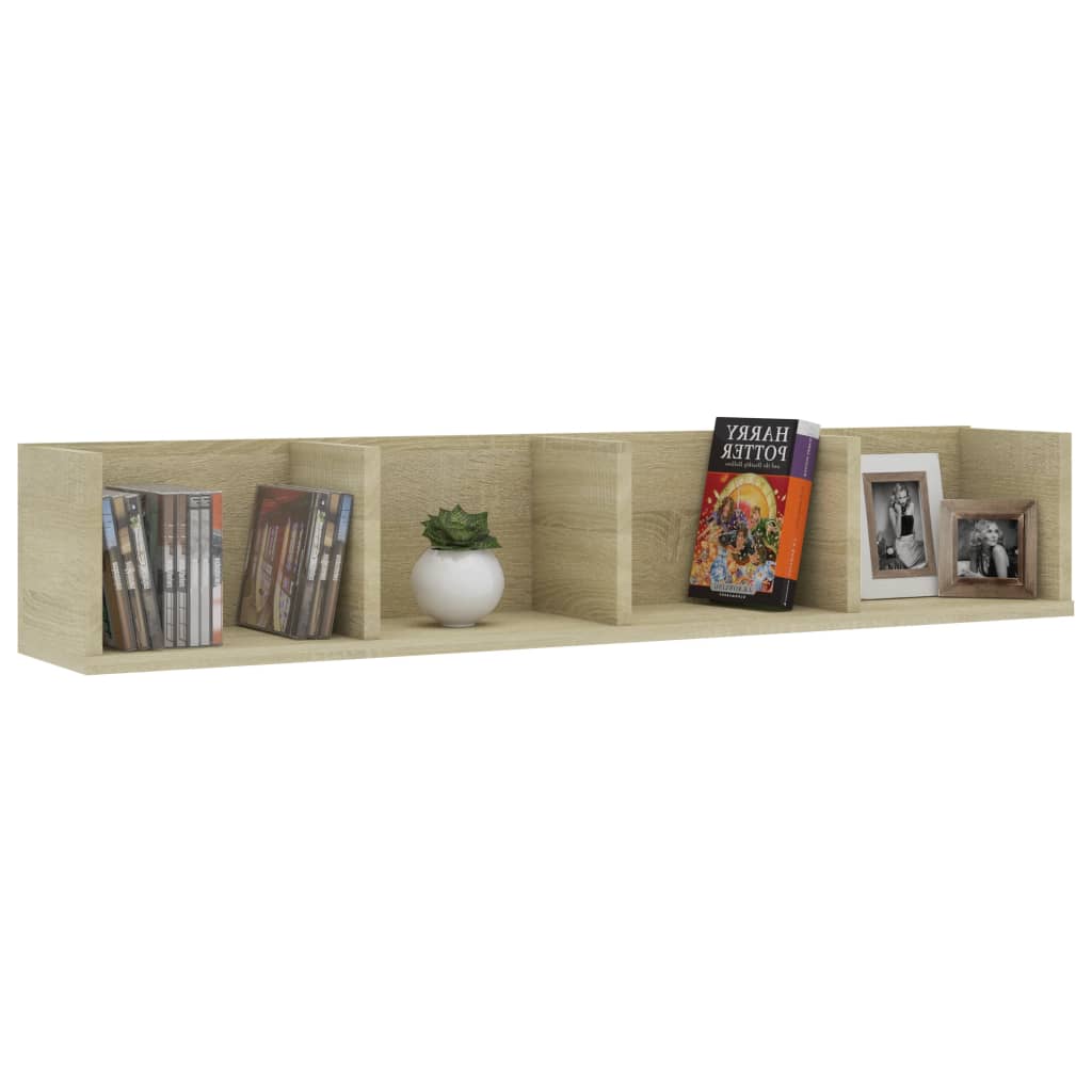 Zidna polica za CD-ove boja hrasta 100 x 18 x 18 cm drvena