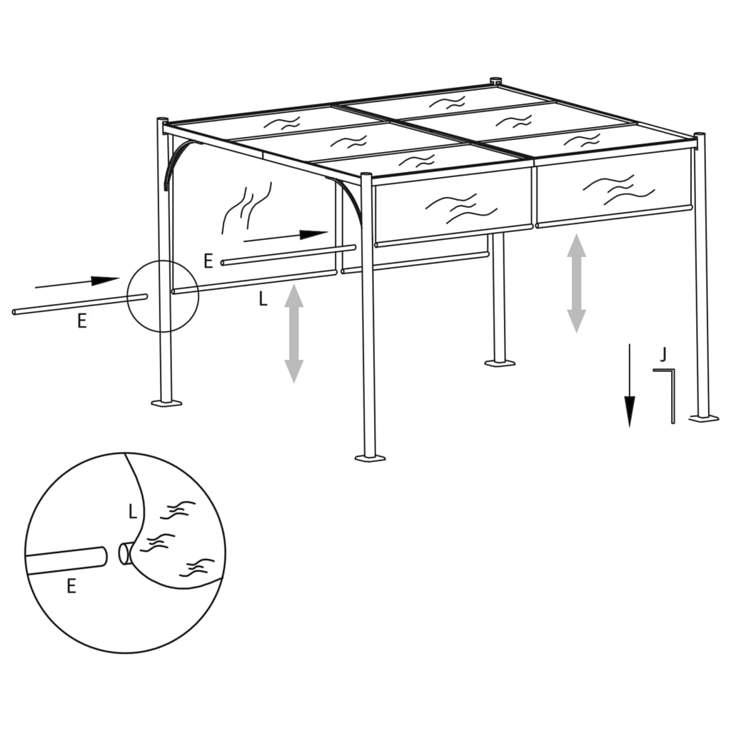 Pergola s podesivim krovom krem bijela 3 x 3 m čelična