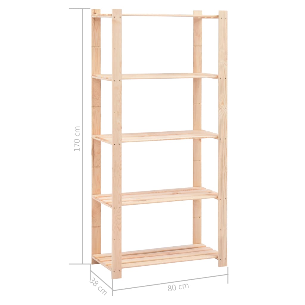 Stalci za pohranu s 5 razina 2 kom 80x38x170 cm borovina 250 kg