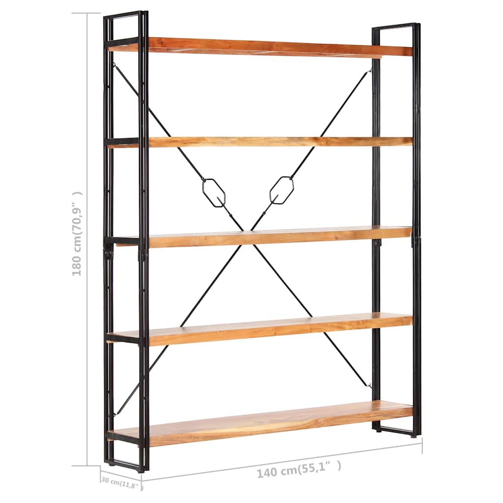 Police za knjige s 5 razina 140x30x180 cm masivno drvo bagrema