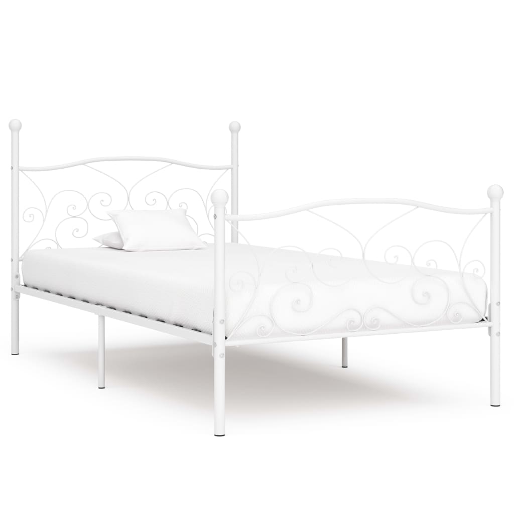 Okvir za krevet s podnicama bijeli metalni 90 x 200 cm
