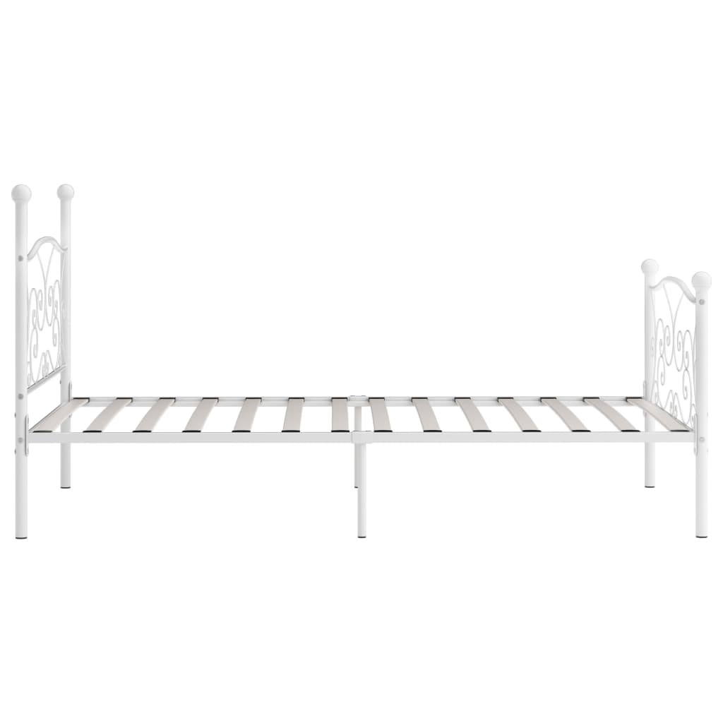Okvir za krevet s podnicama bijeli metalni 100 x 200 cm
