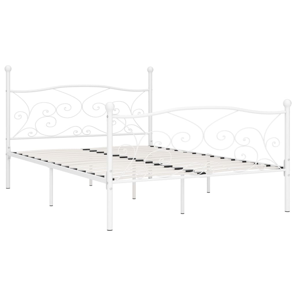 Okvir za krevet s podnicama bijeli metalni 140 x 200 cm