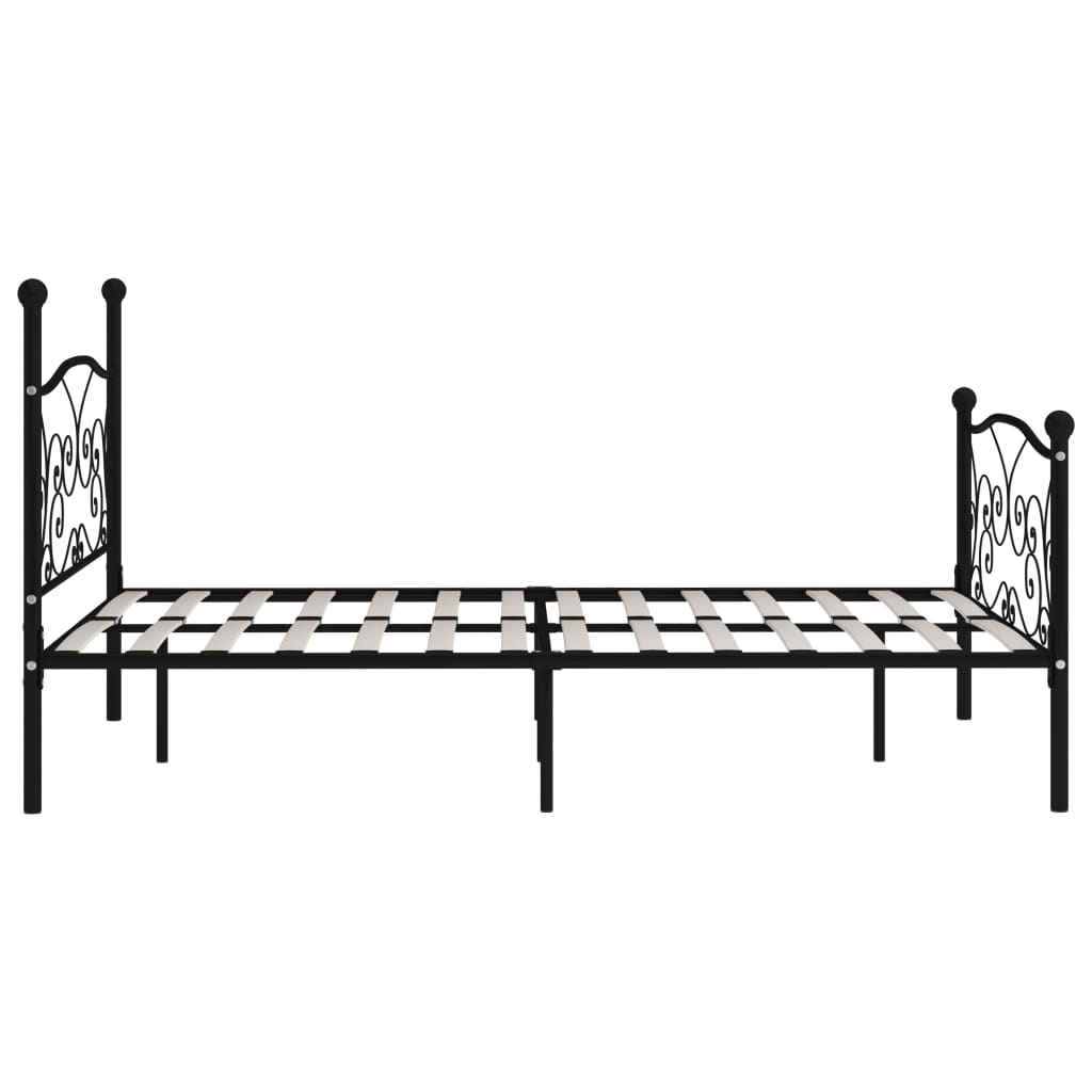 Okvir za krevet s podnicama crni metalni 120 x 200 cm