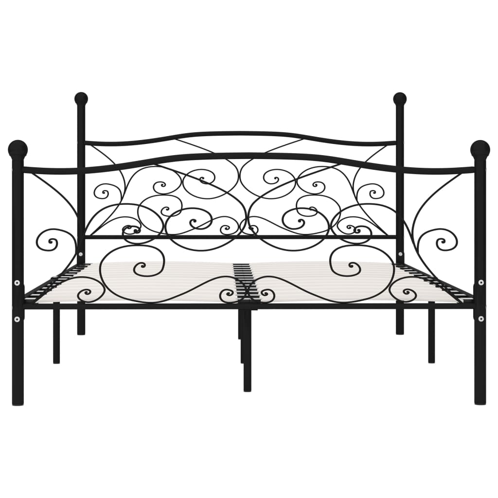 Okvir za krevet s podnicama crni metalni 160 x 200 cm