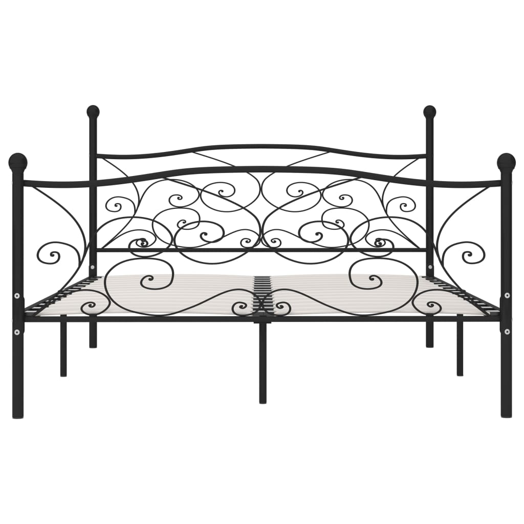 Okvir za krevet s podnicama crni metalni 200 x 200 cm