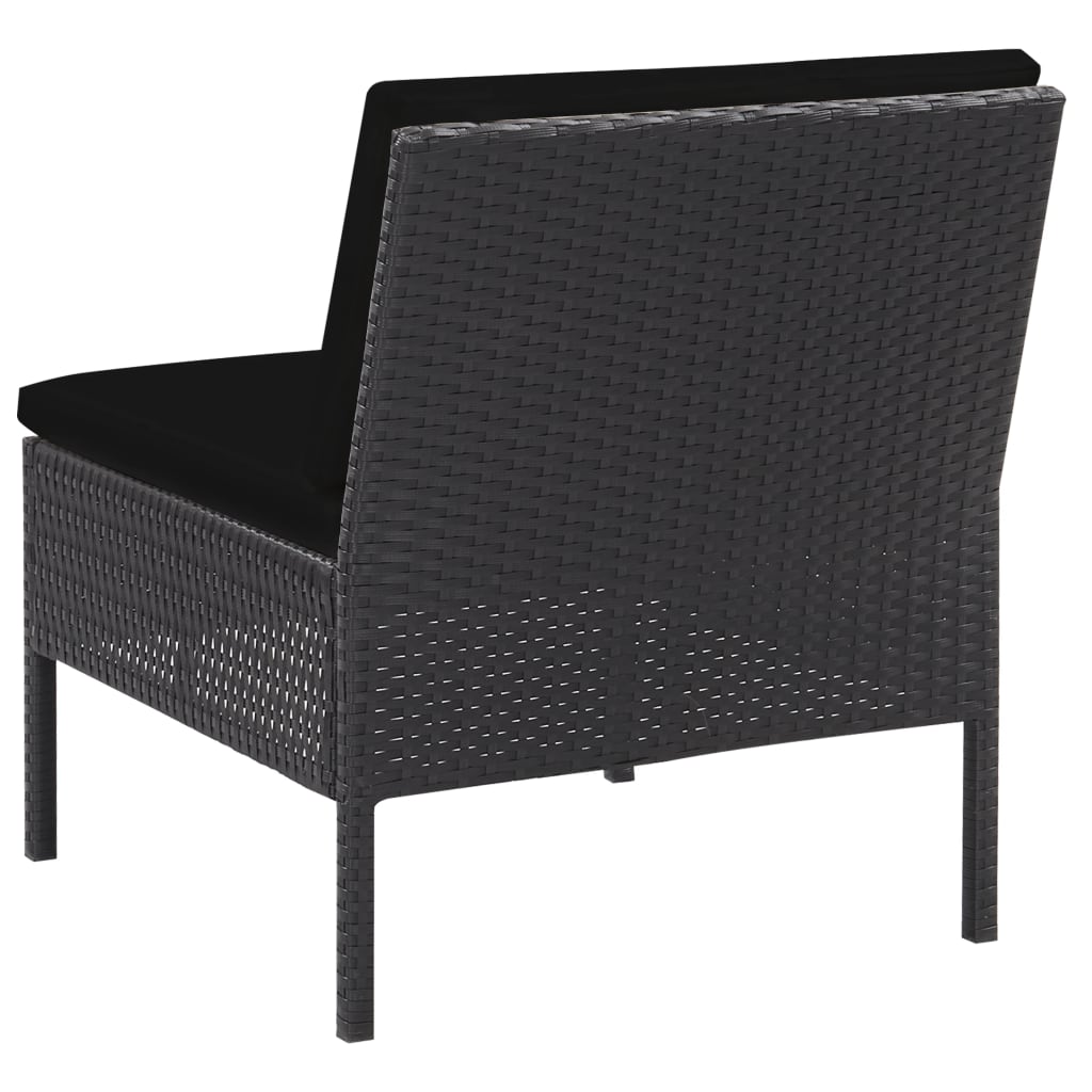 5-dijelni set vrtnih sofa od poliratana s jastucima crni