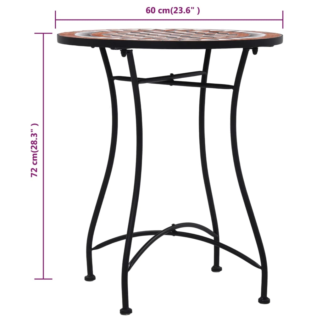 3-dijelni mozaični bistro set s keramičkim pločicama boje cigle